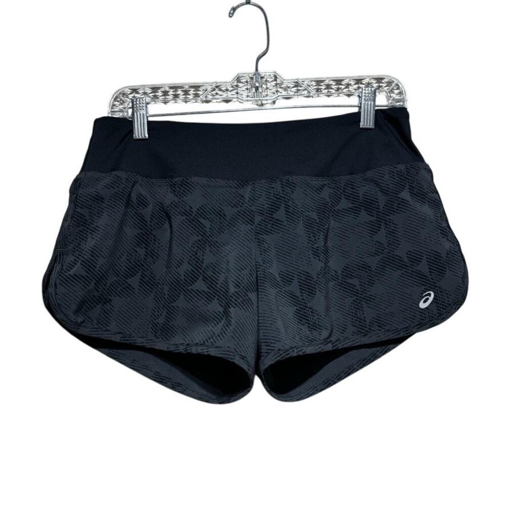 ASICS Women's Black Print Running Shorts Size Medium Athletic Workout Gym